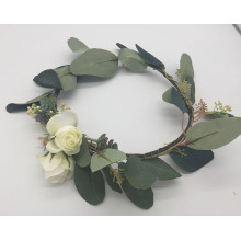 Fashion artificial flower leaves hairband white rose headband charming flower hair accessories